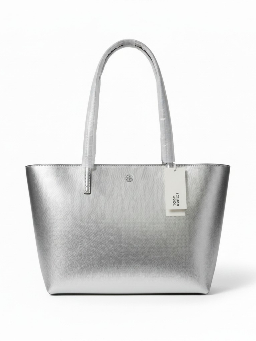 Nwt Tory Burch Metallic Gunmetal Tote - Picture 2 of 13